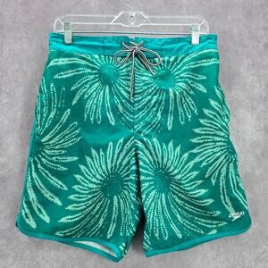 Speedo Green Floral Pull‎ On Swim Youth Boys Juniors Trunks Shorts M Medium